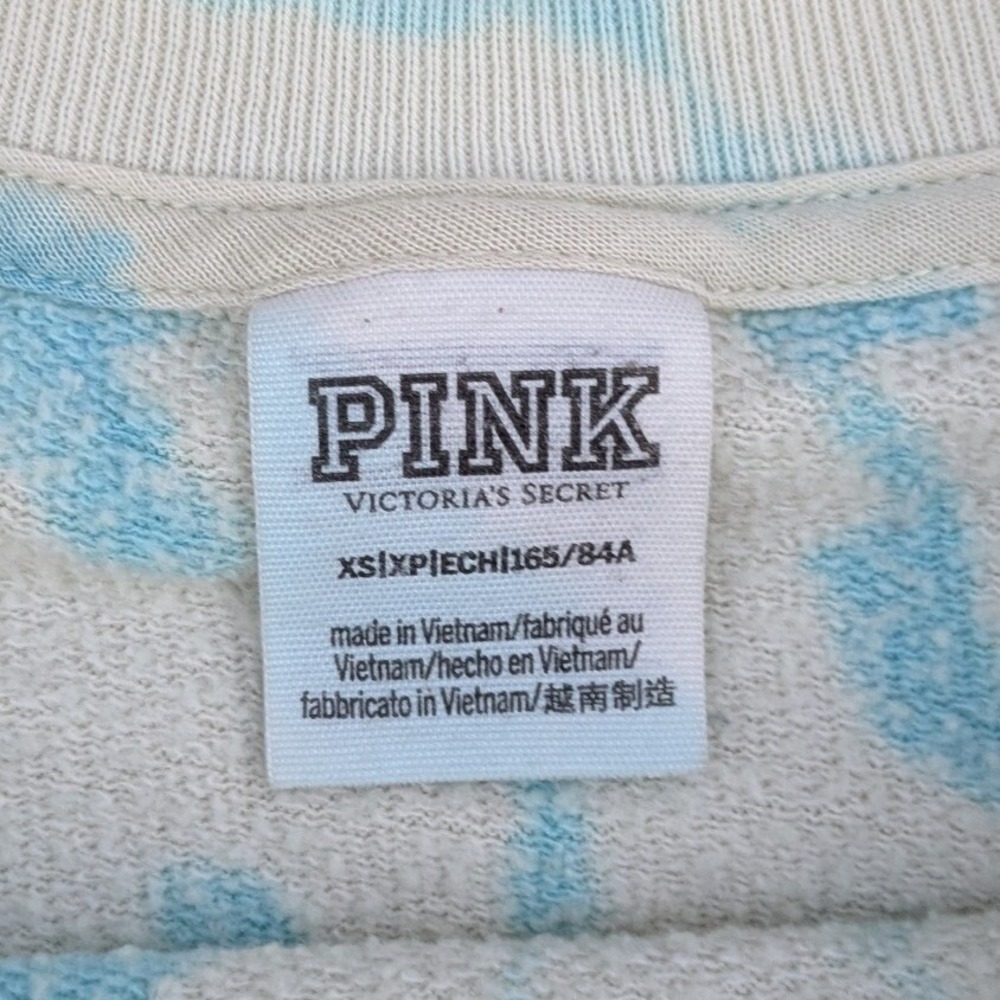PINK Victoria's Secret Blue Tie-Dye Long‎ Sleeve Sweatshirt Cozy Women's XS - Picture 3 of 6